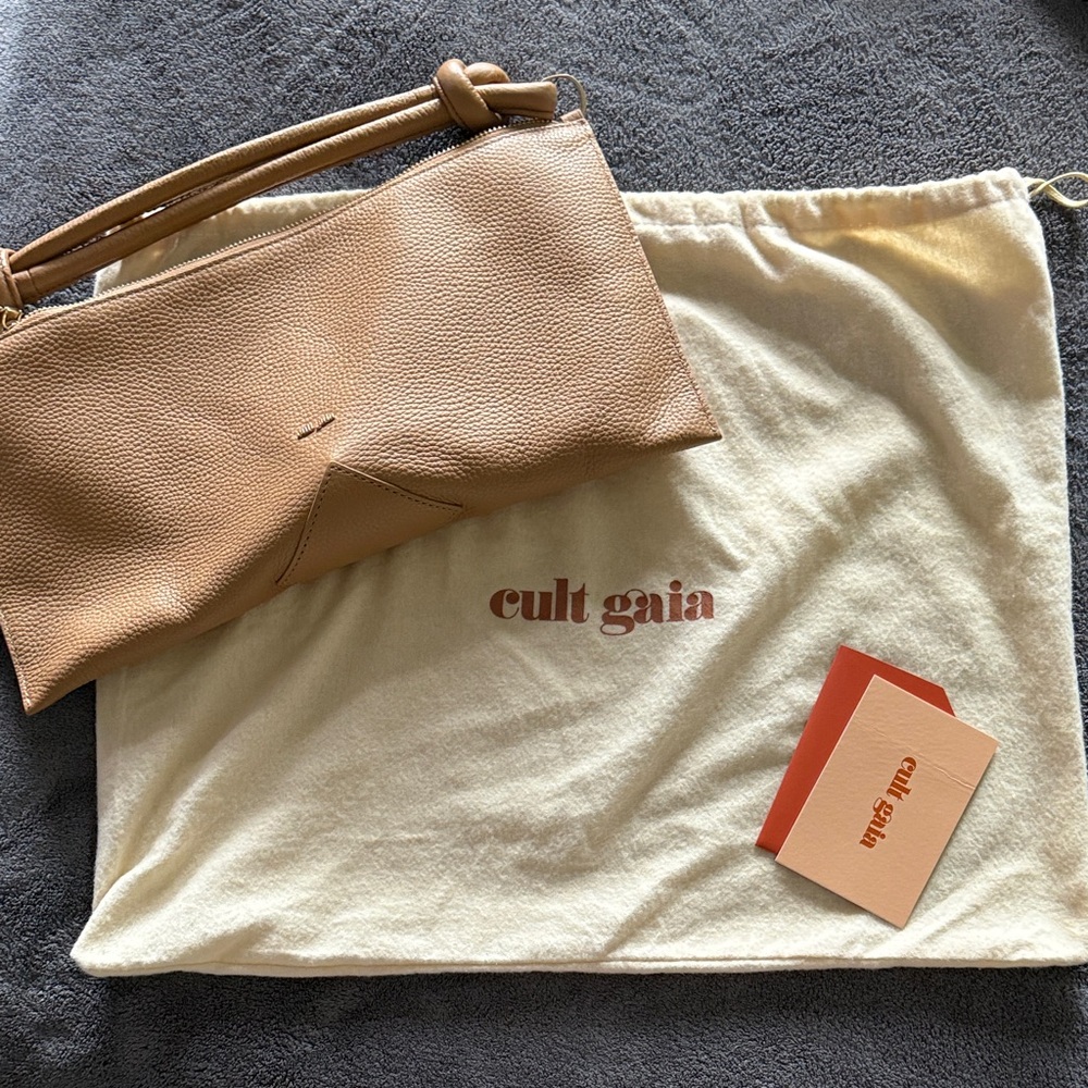 Cult Gaia Tan Leather Clutch